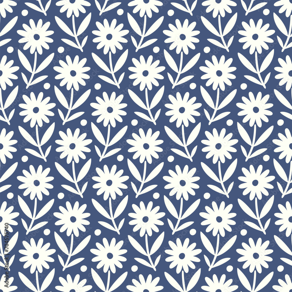 Hand drawn seamless pattern with decorative doodle flowers, repeat pattern with flowers and leaves Hand drawn seamless pattern with decorative doodle flowers, repeat pattern with flowers and leaves