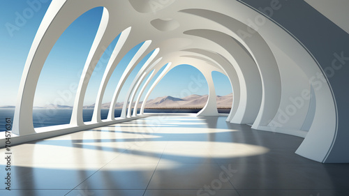 Futuristic architecture with fluid design, organic shapes and curved lines, AI Generated content