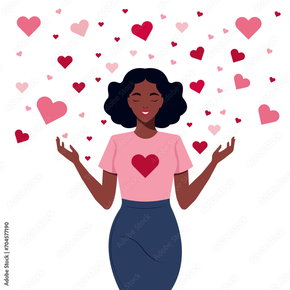 Young happy girl radiates love.
Young happy girl radiates love.