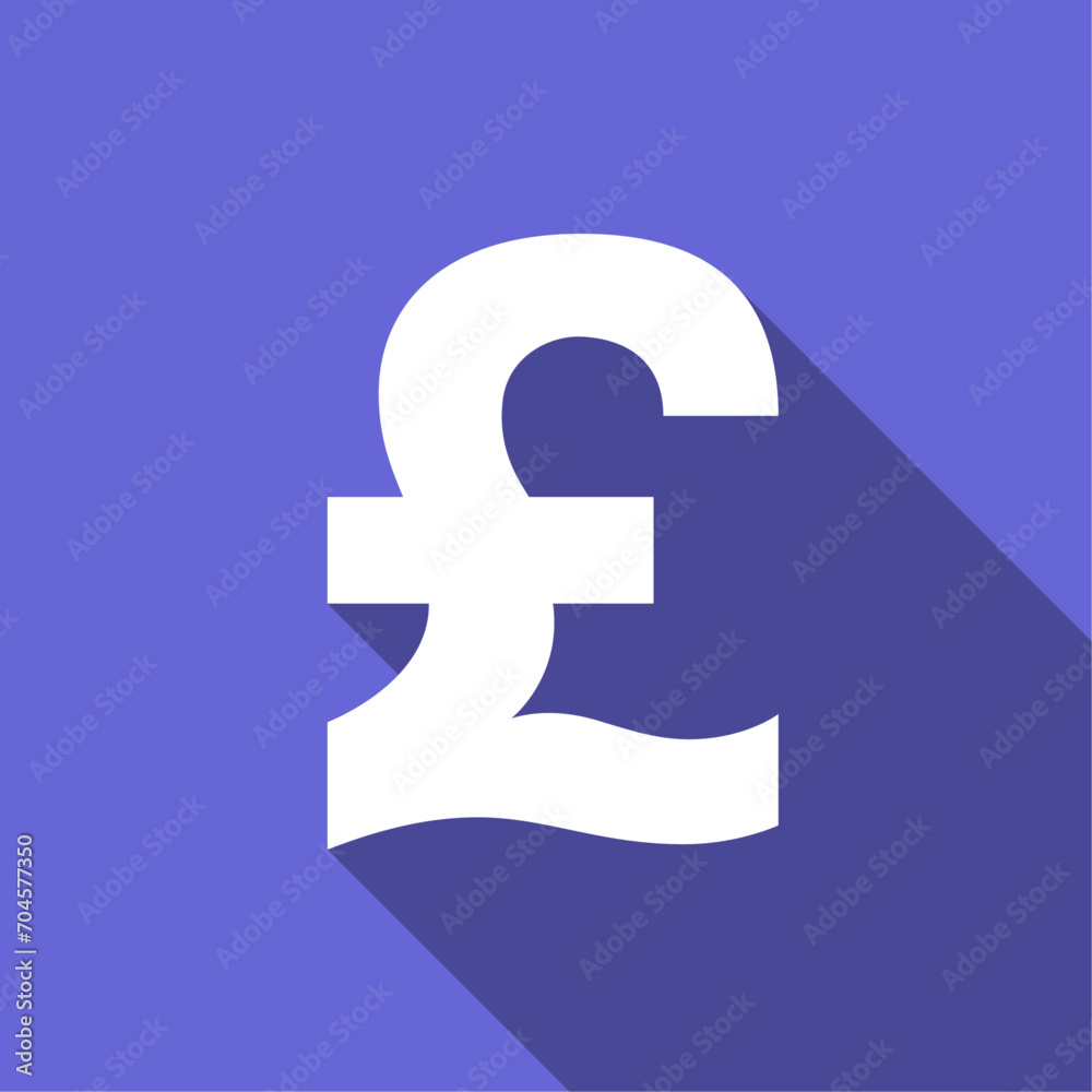 Currency vector symbol. GBP long shadow square vector illustration. Currency vector symbol. GBP long shadow square vector illustration.