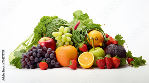 vegetables and fruits on a white background. Healthy food background.Generative AI
