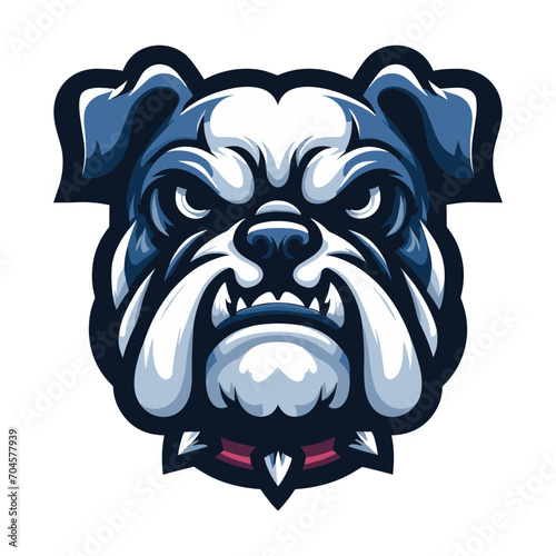brave animal bulldog head face mascot design vector illustration, logo template isolated on white background