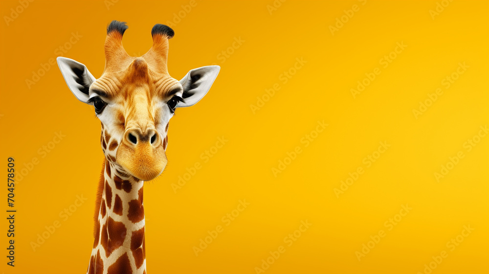 Obraz premium giraffe on a yellow background.Generative AI