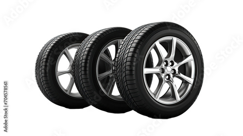view of car tires on transparent background