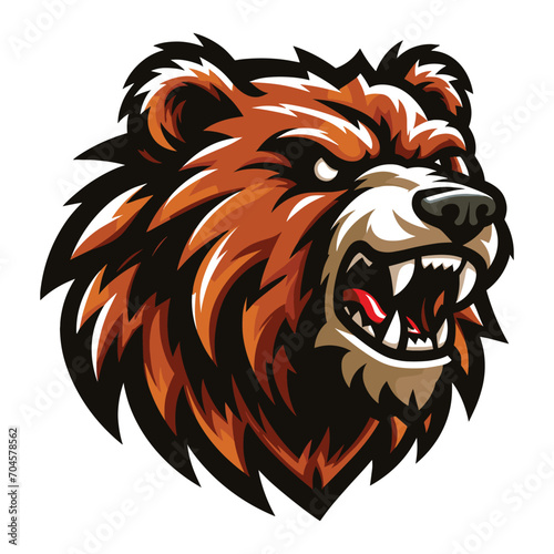 Wallpaper Mural Wild brave animal grizzly bear head face mascot design vector illustration, logo template isolated on white background Torontodigital.ca