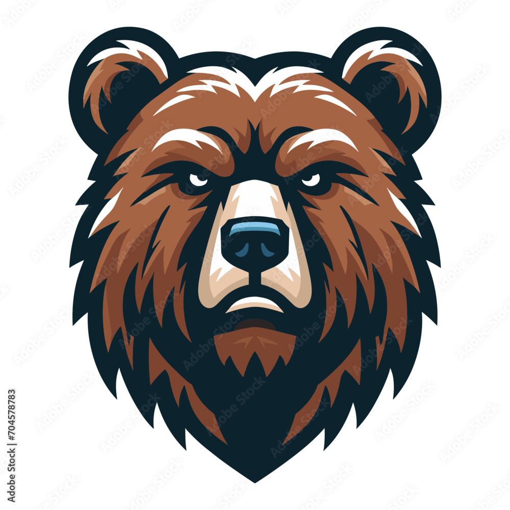 Wild brave animal grizzly bear head face mascot design vector illustration, logo template isolated on white background Wild brave animal grizzly bear head face mascot design vector illustration, logo template isolated on white background