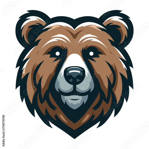 Wild brave animal grizzly bear head face mascot design vector illustration, logo template isolated on white background