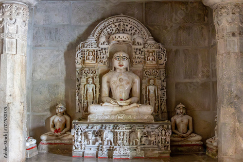 jain holy god statue at jain temple from flat angle