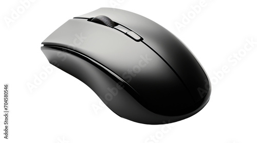 Black computer mouse on transparent background