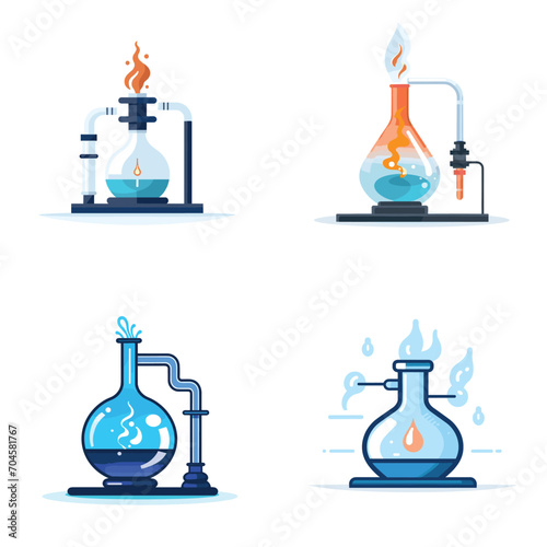 set of science glass icons