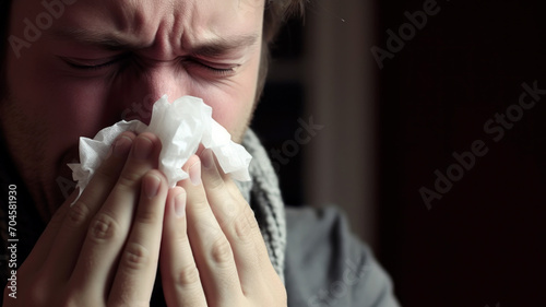 Man sneezing indoors