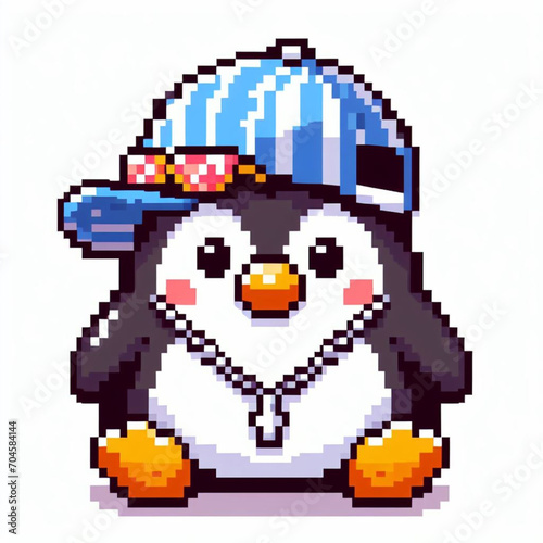 Pixel art of a cute little penguin © Helcroix