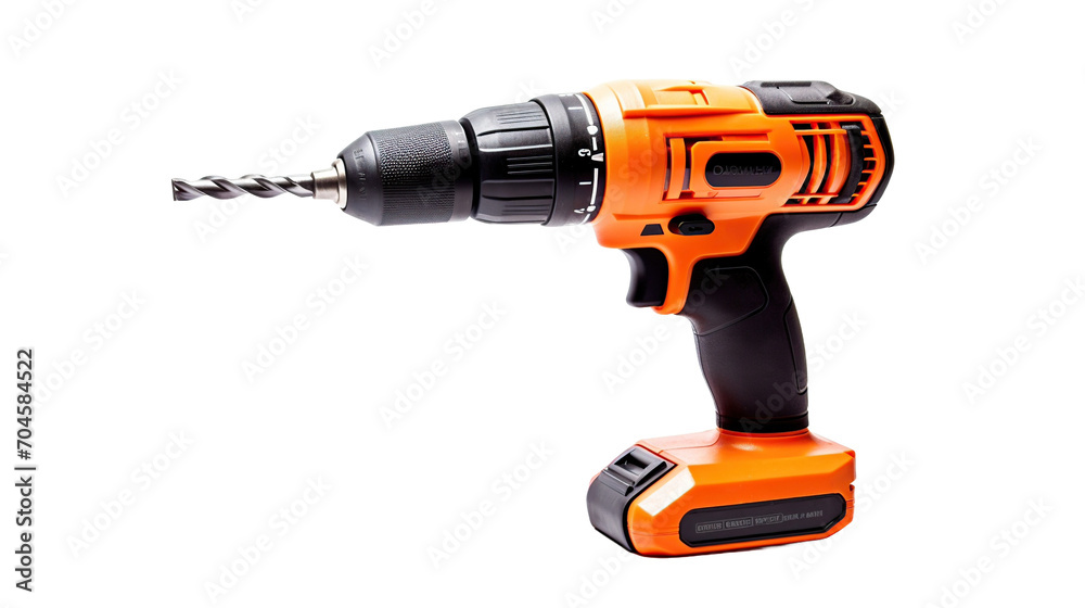 Electric drill machine on transparent background