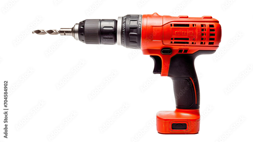 Electric drill machine on transparent background