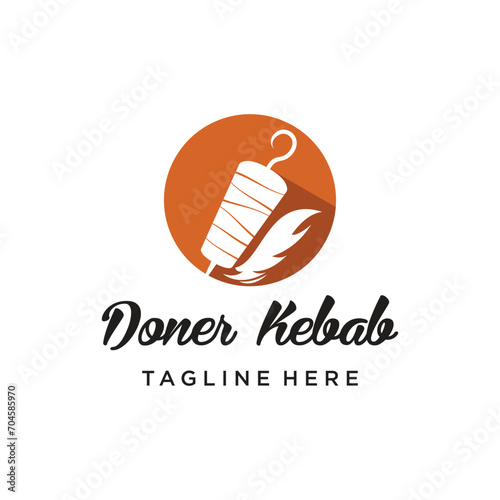 Doner kebab logo design with creative unique Premium Vector