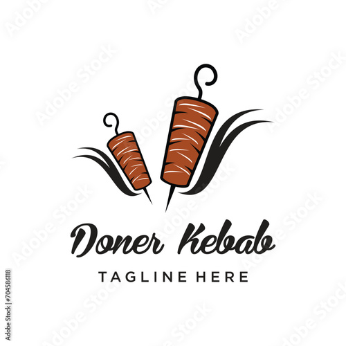Doner kebab logo design with creative unique Premium Vector