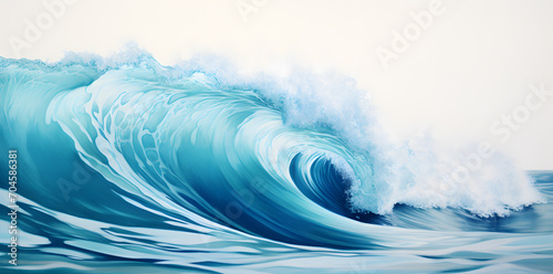 Powerful and huge waves in the sea. Blue ocean wave