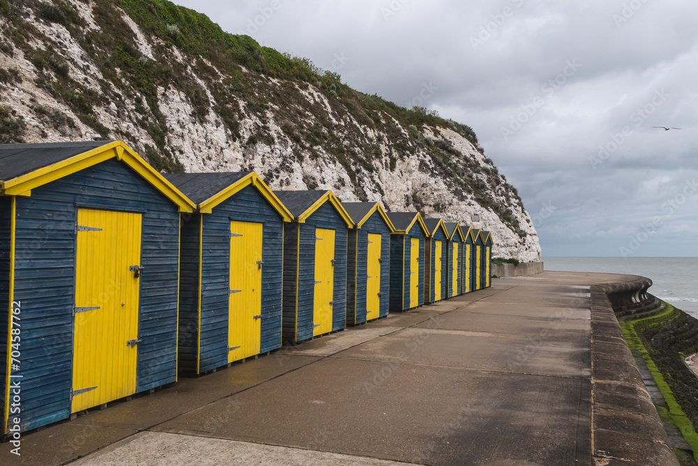 Naklejka premium Colourful beach huts in Margate