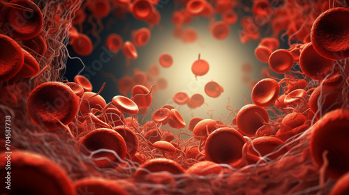 Red blood cells in vein. Health, cardiovascular system photo