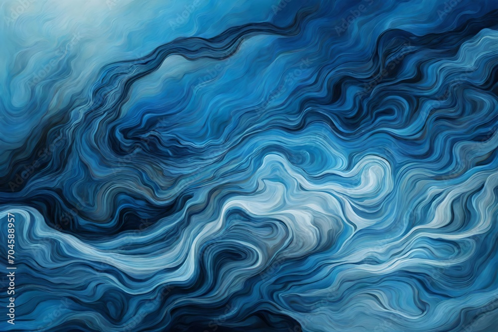 Shimmering Sapphire Serenity - A mesmerizing blend of liquid blues dancing in harmonious abstraction.