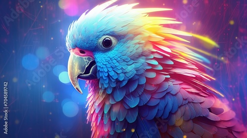 Colorful beautiful parrot. Illustration for cover, card, postcard, interior design, decor, invitations or print. © Login