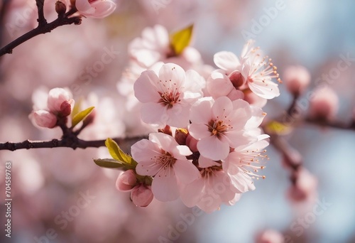 Beautiful floral spring abstract background of nature Branches of blossoming apricot macro
