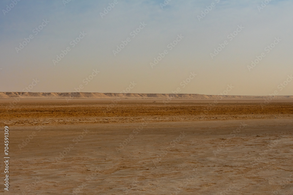Sahara desert in Tunisia, North Africa. Beautiful landscape sand and dunes.