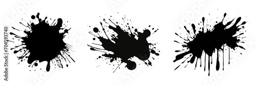 Set of ink drops and splashes, vector illustration. photo