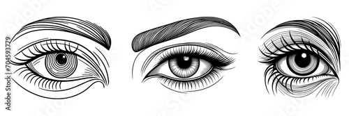 Human eyes set, vector illustration.
