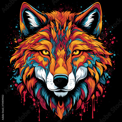 Wolf Head Graffiti Illustration