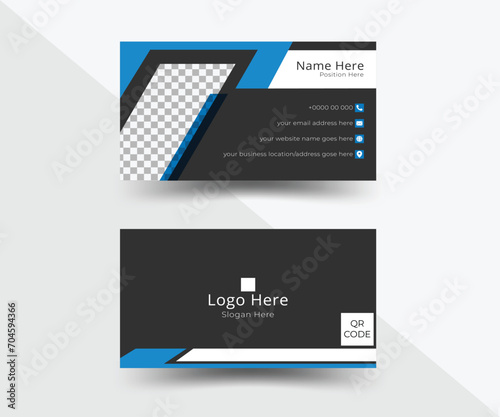 Modern black and blue simple styles corporate business card, visiting card, business card design, vector business card, professional business card, double sided business card layout template 