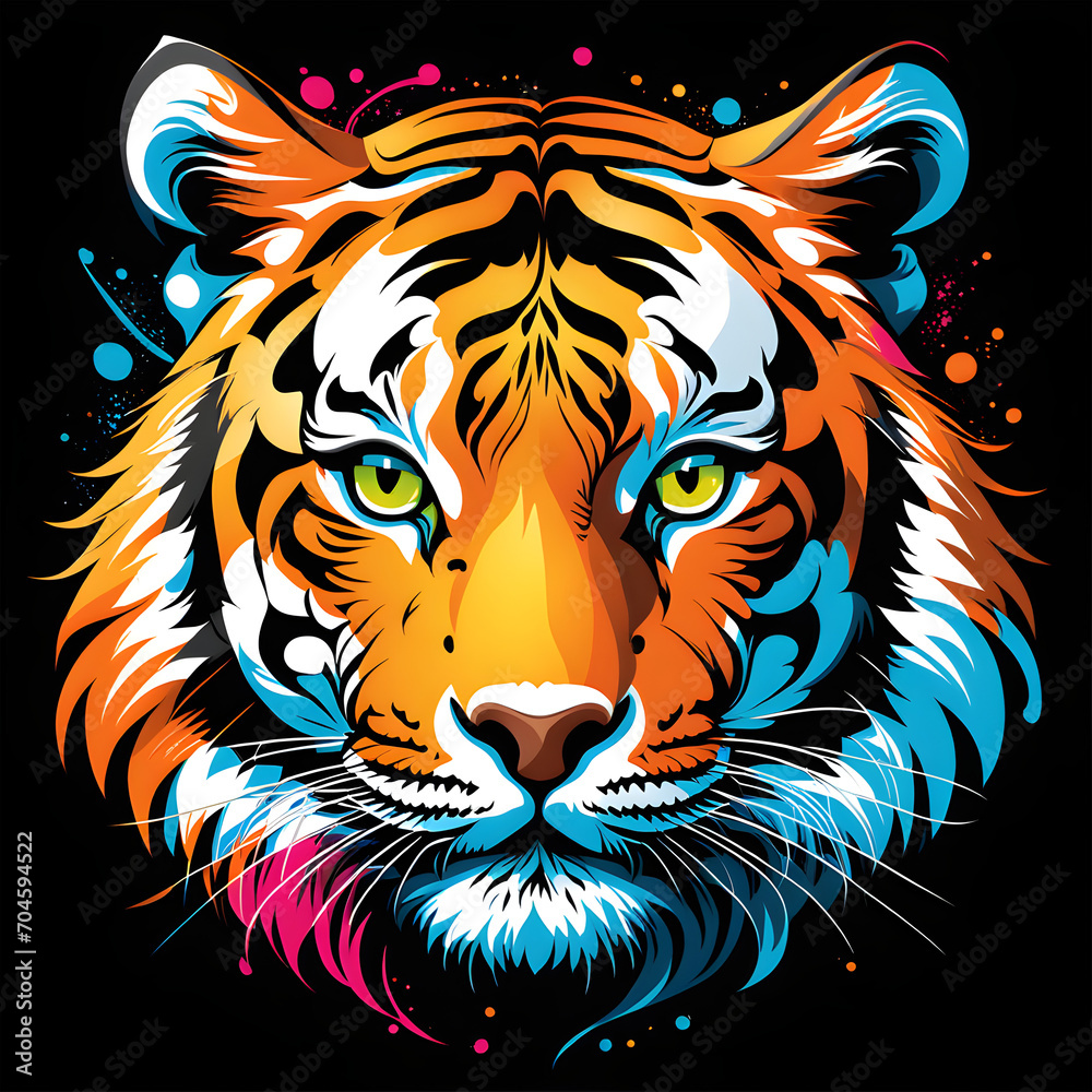 Tiger Head Graffiti Illustration 