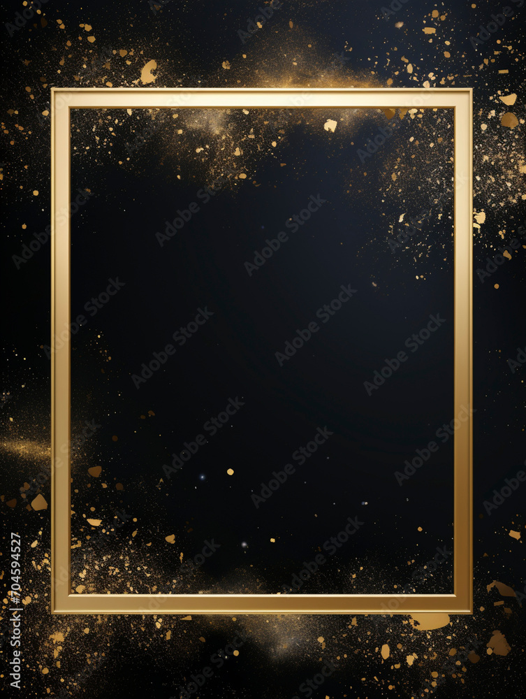 Obraz premium Golden Sparkle Frame on Black 