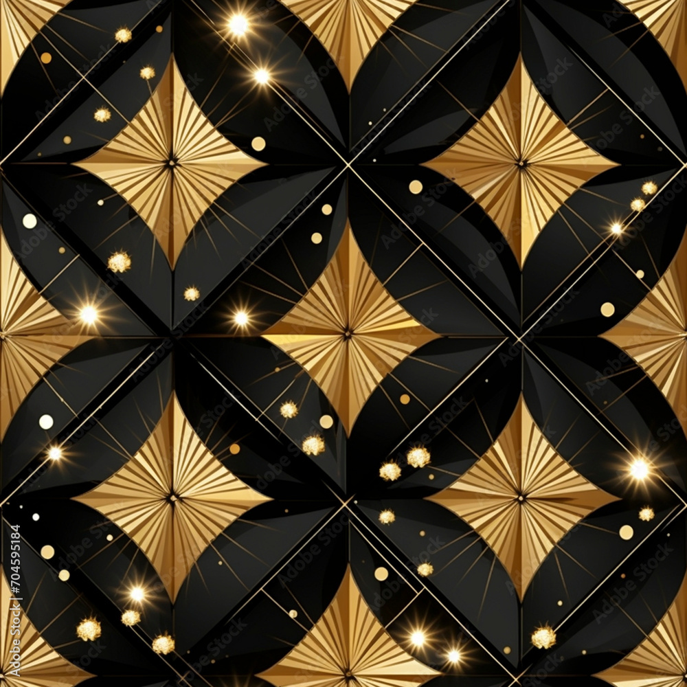 Geometric Golden Art seamless pattern
