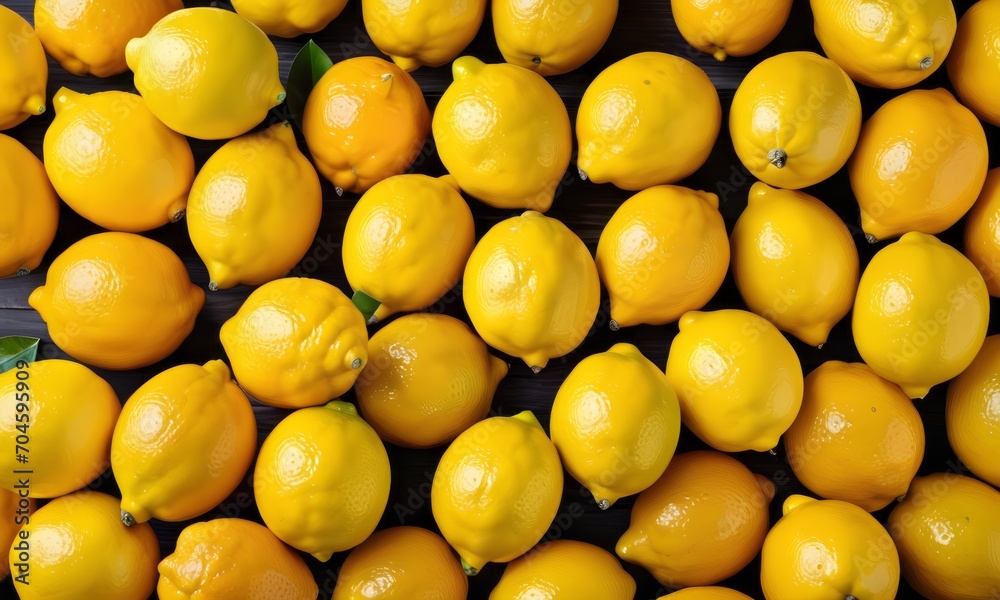 Yellow Lemons Close-up Background Or Texture. Lemon Harvest, Many Yellow Lemons.
