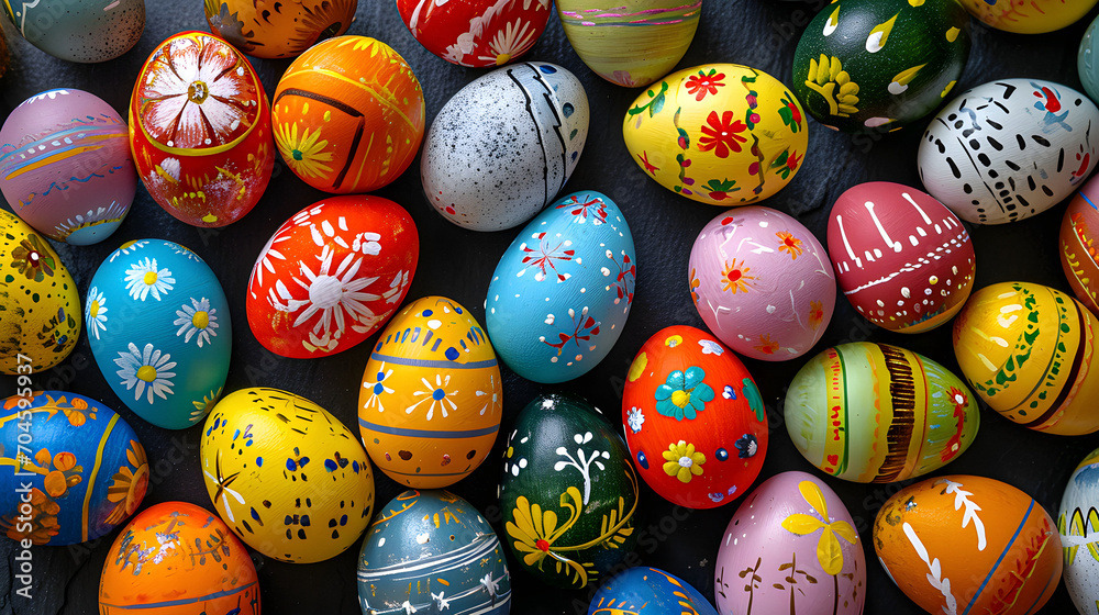 Colorful Easter Eggs Background Banner With Hand Painted Easter Eggs With Flowers And Easter Themes Colorful Easter Eggs Background Banner With Hand Painted Easter Eggs With Flowers And Easter Themes