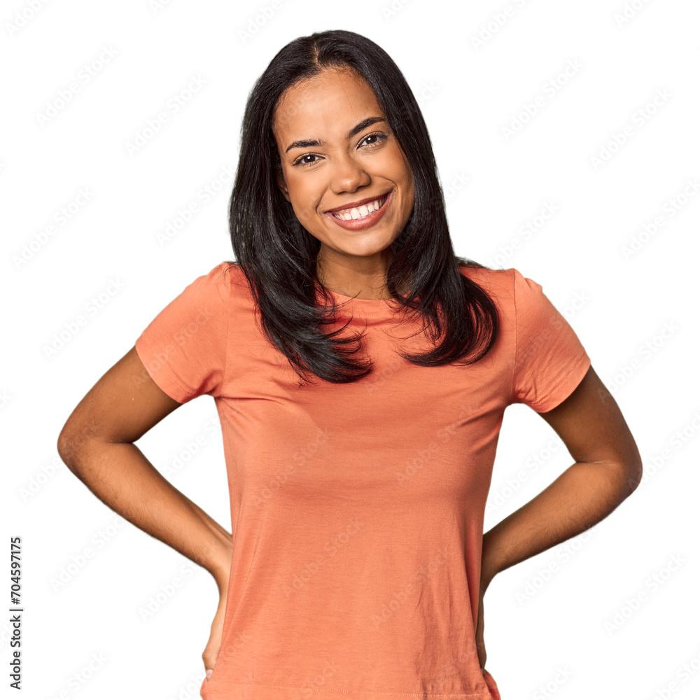 Young Filipina with long black hair in studio happy, smiling and cheerful. Young Filipina with long black hair in studio happy, smiling and cheerful.