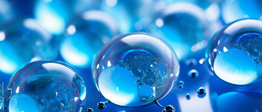 Blue hydrogel balls with a reflective texture