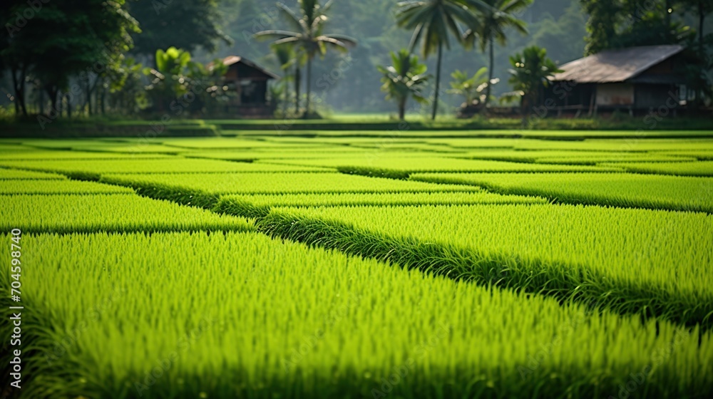 Vast expanses of rice fields are planted with rice