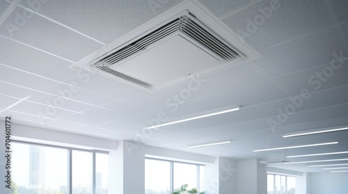 sleek design of a duct air conditioner in a modern home or office   a modern image representing climate control  interior comfort  and the efficiency of a contemporary cooling system