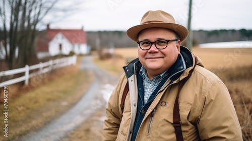 A man standing on a rural road smiling at the camera