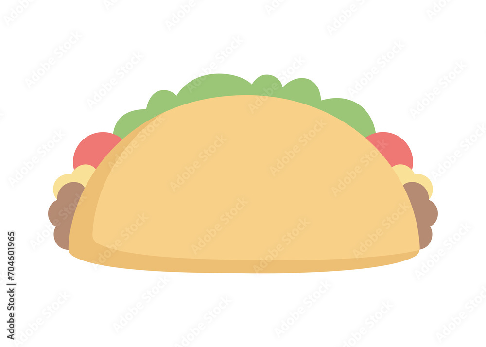 Mexican taco hand drawn street fast food design simple flat design stamp vector illustration. Mexican taco hand drawn street fast food design simple flat design stamp vector illustration.