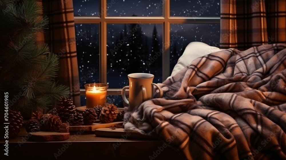  Christmas night at home with hot cocoa 
