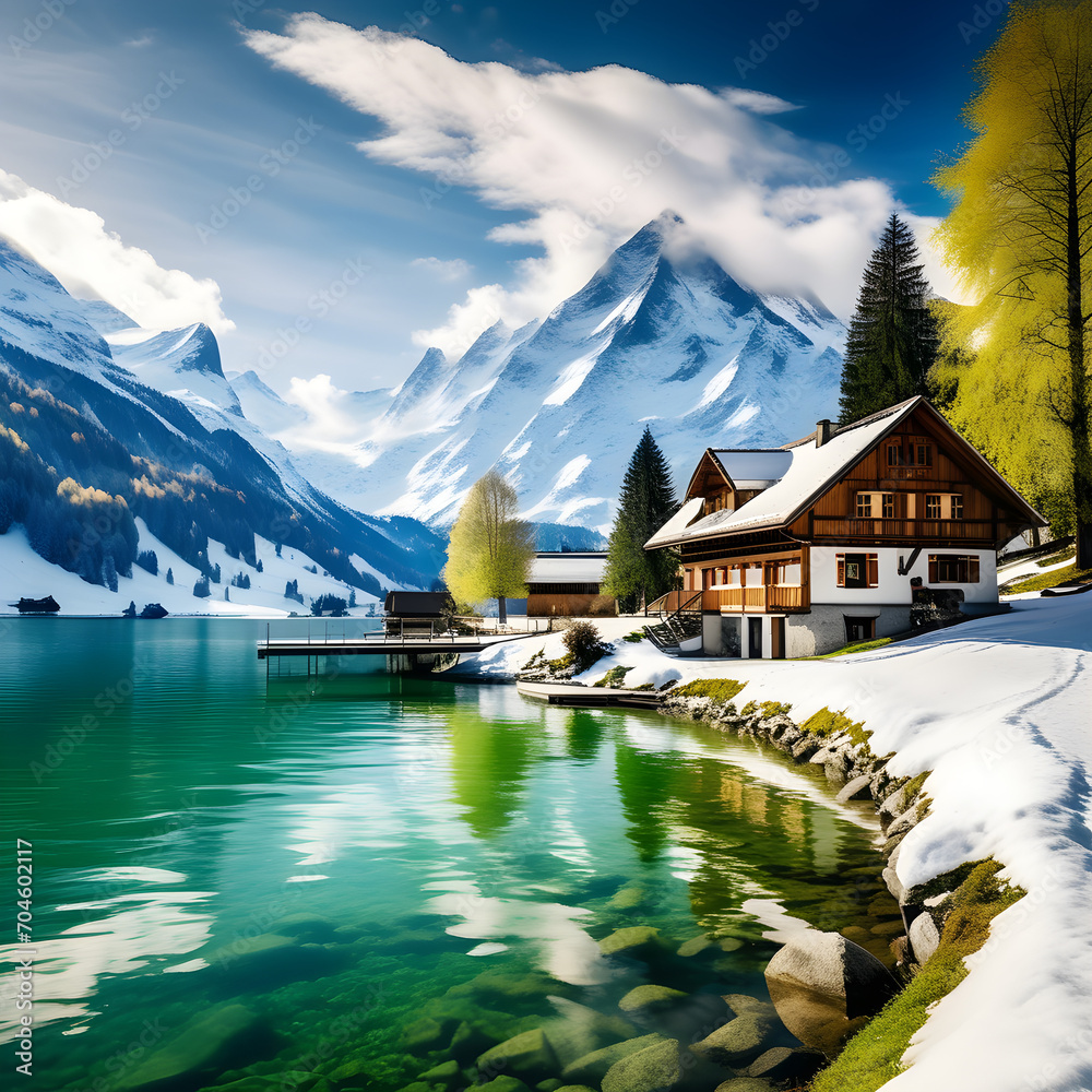 Fototapeta premium Cabana nos Alpes