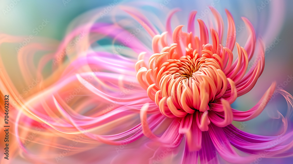 Ephemeral Elegance: Macro Marvel of a Spiraling Spider Chrysanthemum in Radiant Light Trails Ephemeral Elegance: Macro Marvel of a Spiraling Spider Chrysanthemum in Radiant Light Trails