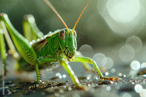 green grasshopper on the ground © paul