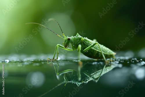 green grasshopper on the ground © paul