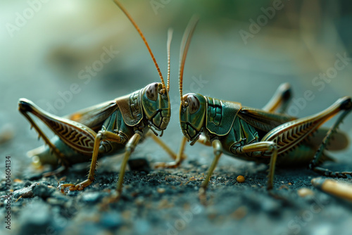 green grasshopper on the ground © paul
