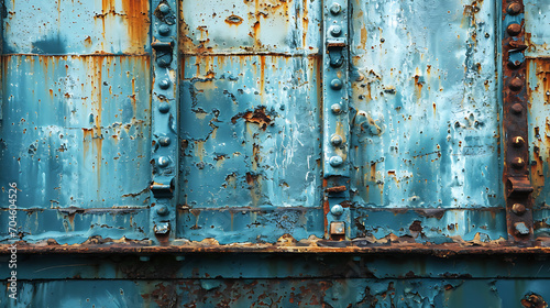 Vintage Elegance in Decay: Blue Old Rusty Metal Background © LiezDesign