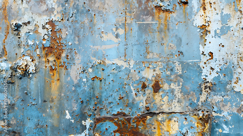 Vintage Elegance in Decay: Blue Old Rusty Metal Background